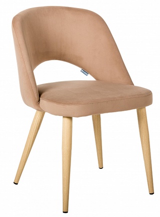 Стул-кресло Lars, велюровый бежевого цвета/натуральный дуб