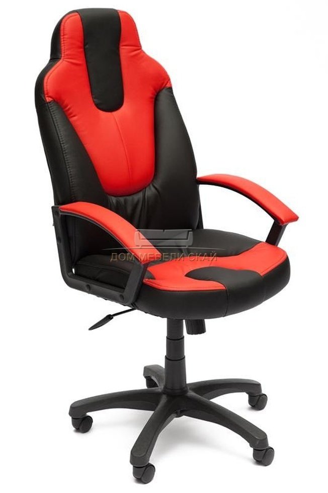Кресло офисное Нео Neo 2, черная/красная экокожа