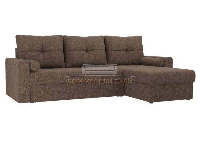 Угловой диван-кровать правый Верона, коричневый/рогожка