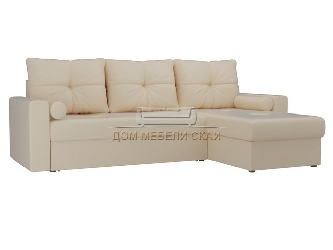Угловой диван-кровать правый Верона, бежевый/экокожа