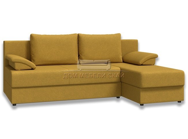 Угловой диван-кровать Лира без боковин, горчичная рогожка