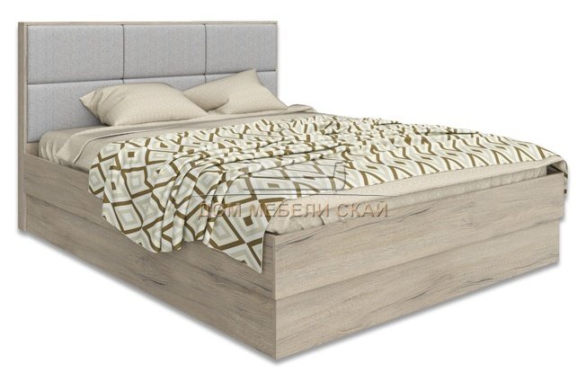 Кровать двуспальная Графит 1600 с подъемным механизмом, серая рогожка
