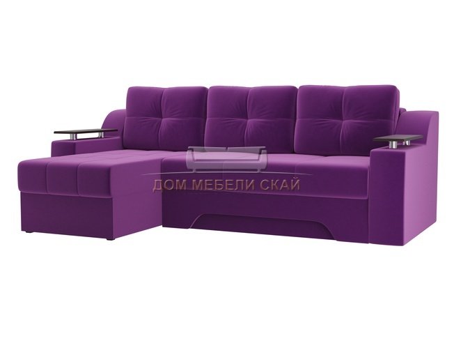Угловой диван-кровать левый Сенатор, фиолетовый/микровельвет