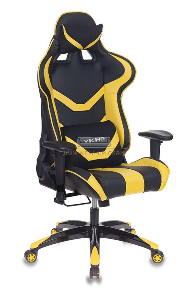 Кресло игровое CH-772N, черная экокожа/желтые вставки