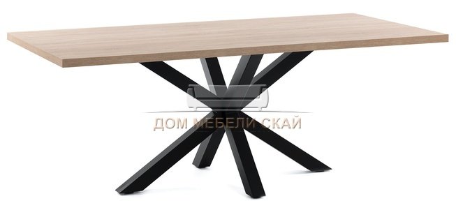 Стол обеденный Arya 160x100, black/MDF natural Sonoma