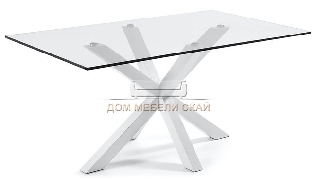 Стол обеденный Arya 160x90, White/Clear Glass C435C07