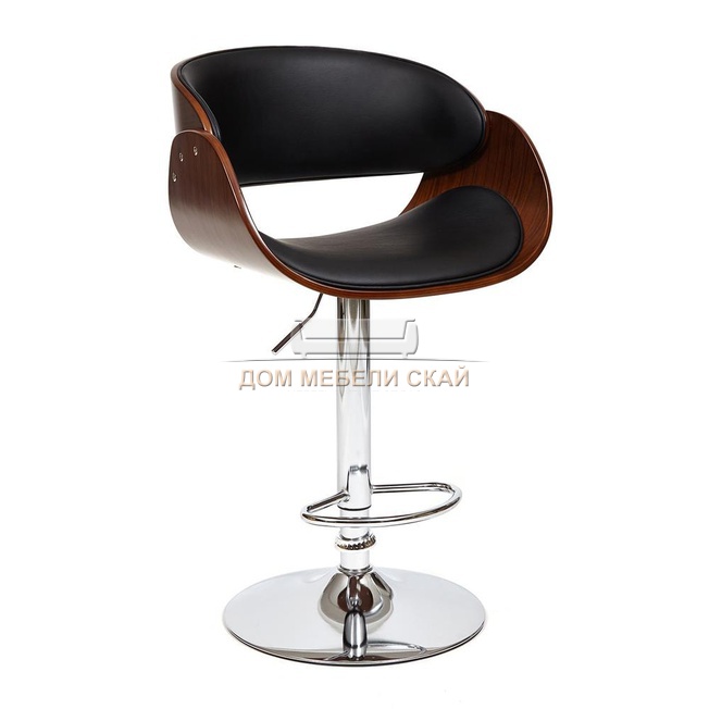 Барный стул LANDO (mod.4036), экокожа черного цвета/орех/хром