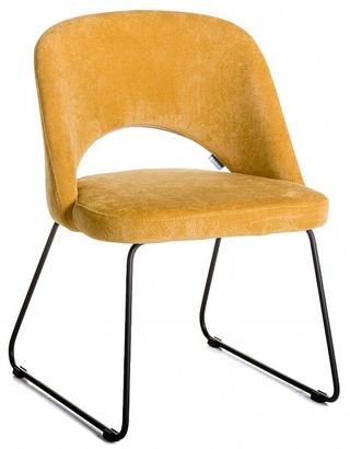 Стул-кресло Lars, микровельвет жёлтого цвета/линк черный