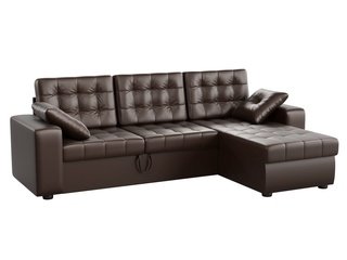 Угловой диван-кровать правый Камелот, коричневый/экокожа