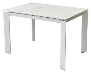 Стол обеденный раздвижной CORNER 120, GLOSS STATUARIO WHITE SINTERED STONE/WHITE
