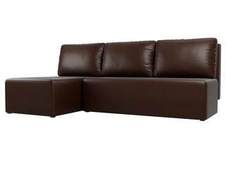 Угловой диван-кровать левый Поло, коричневый/экокожа