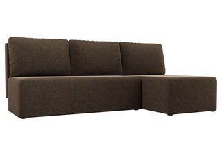 Угловой диван-кровать правый Поло, коричневый/микровельвет