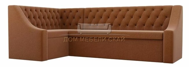 Кухонный угловой диван левый Мерлин, коричневый/рогожка