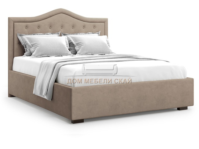 Кровать двуспальная 160x200 Tibr с подъемным механизмом, коричневый велюр velutto 22