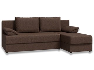 Угловой диван-кровать Лира без боковин, коричневый/рогожка