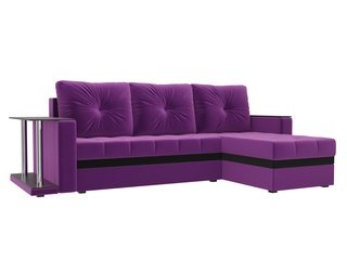 Угловой диван-кровать правый Атланта М, фиолетовый/микровельвет