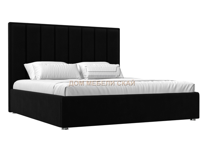 Кровать двуспальная 160x200 Афродита с ПМ, черный микровельвет