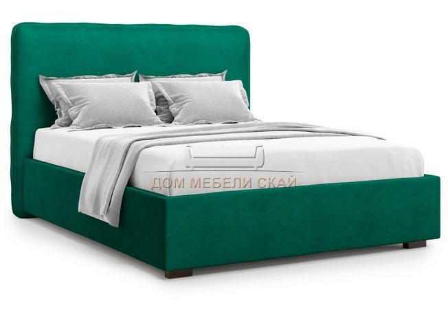 Кровать полутороспальная 140x200 Brachano без подъемного механизма, зеленый велюр velutto 33