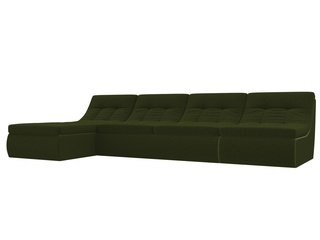 Угловой модульный диван-кровать левый Холидей, зеленый/микровельвет