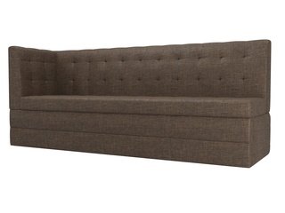 Кухонный угловой диван со спальным местом левый Бриз, коричневый/рогожка