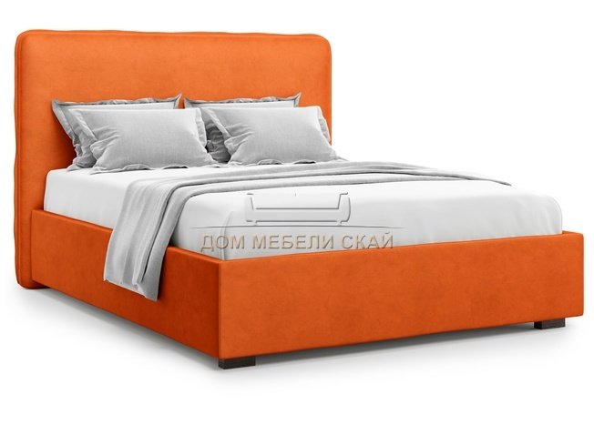 Кровать двуспальная 180x200 Brachano без подъемного механизма, оранжевый велюр velutto 27