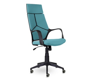 Кресло офисное IQ, black plastic blue черный пластик/небесно-голубая ткань