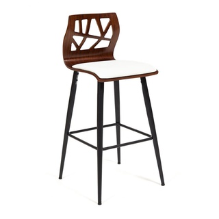 Барный стул TAIGA (mod.4042B), экокожа белого цвета/орех