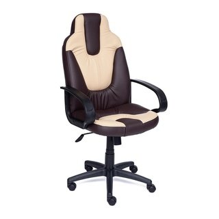 Кресло офисное Нео Neo 1, коричневая/бежевая экокожа