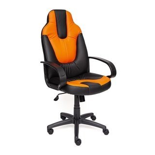 Кресло офисное Нео Neo 1, черная/оранжевая экокожа