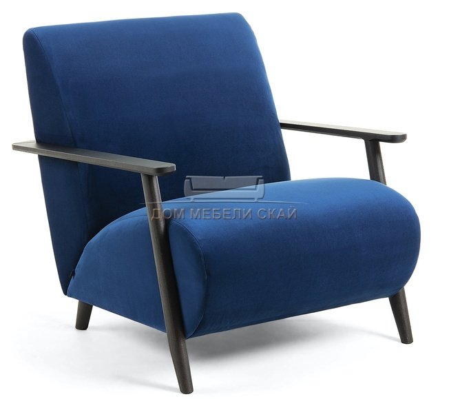 Кресло Marthan, синее подлокотники черные