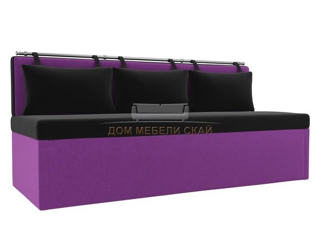Кухонный диван со спальным местом Метро, черный/фиолетовый/микровельвет