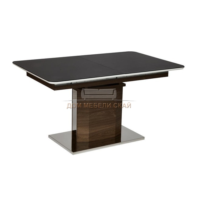 Стол обеденный раскладной Radcliffe, коричневый/стекло черное
