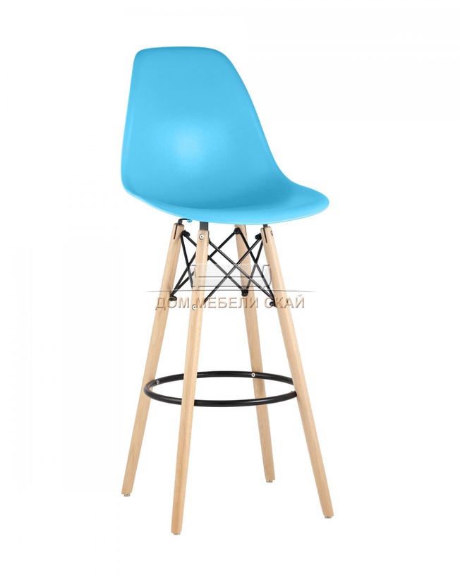 Стул барный EAMES, пластиковый бирюзового цвета