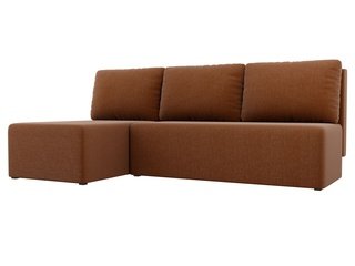 Угловой диван-кровать левый Поло, коричневый/рогожка