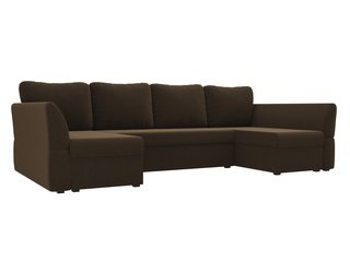 П-образный угловой диван Гесен, коричневый/микровельвет