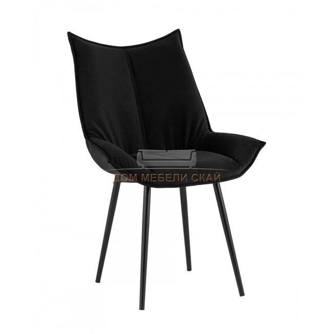 Стул Осло, велюровый черного цвета/ черный