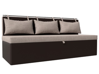 Кухонный диван со спальным местом Метро, бежевый/коричневый/рогожка/экокожа