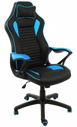 Компьютерное кресло Leon, черное/голубое