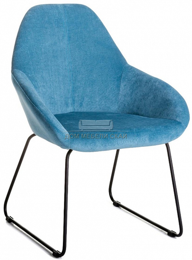Стул-кресло Kent, велюровый синего цвета блю/линк черный