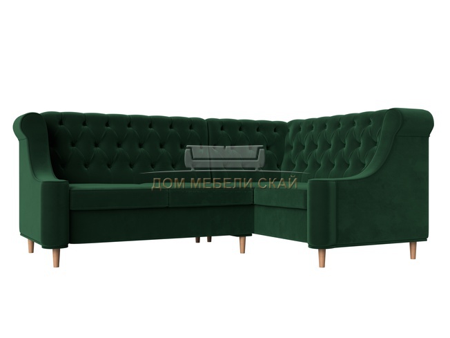 Угловой диван правый Бронкс, зеленый/велюр