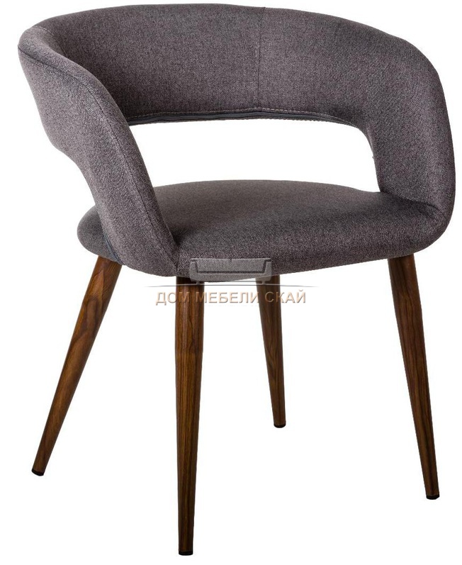 Стул-кресло Walter, рогожка темно-серого цвета эко/темный орех