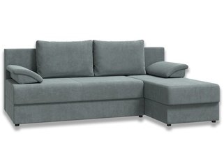 Угловой диван-кровать Лира без боковин, серый велюр