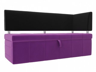 Кухонный диван Стоун с правым углом, фиолетовый/черный/микровельвет
