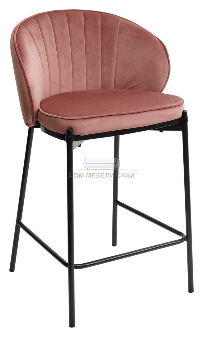 Полубарный стул WENDY, велюровый розового цвета