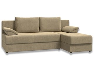 Угловой диван-кровать Лира без боковин, бежевый велюр