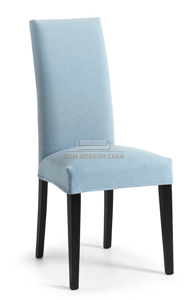 Стул Freia, рогожка голубого цвета/черный каркас