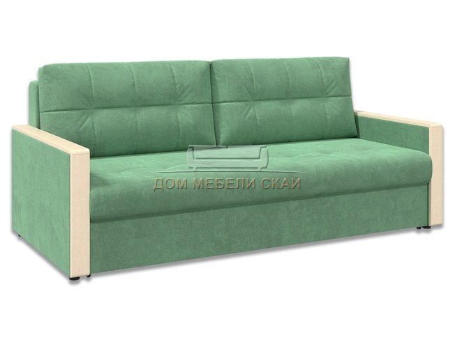 Диван-кровать Норд с декором БНП, зеленый велюр/береза