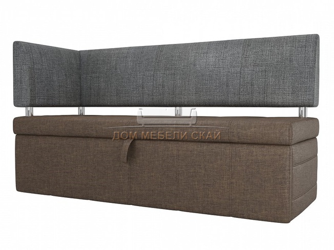 Кухонный диван Стоун с левым углом, коричневый/серый/рогожка