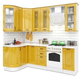 Угловая кухня Неаполь 1320x2400, желтый глянец