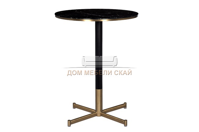 Стол высокий 46AS-HT5341-BL, мраморное стекло/черный металл